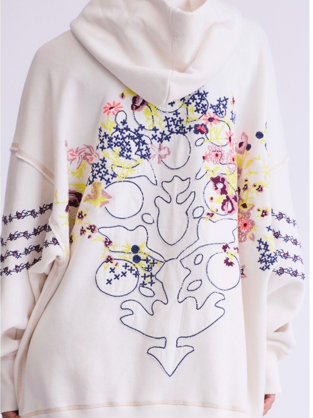 NWT Free People At My Best Embroidered Hoodie Sweater - Cream size M